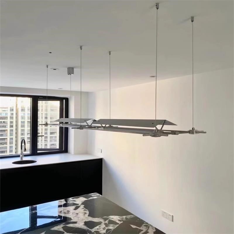 蔡烈超设计师餐厅吧台酒店工程咖啡厅收银前台长条组合马扎吊灯 - 图2