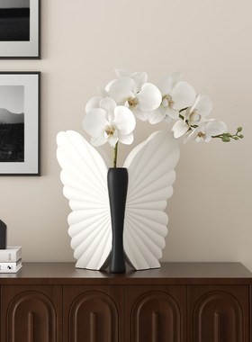 艺术蝴蝶花瓶摆件创意客厅插花器电视柜玄关柜装饰品高级感中古风