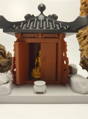 黑神话土地庙水陆缸鱼缸微景观书房庭院盆景中式古建筑小凉亭