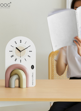 EMITDOOG法式奶油风家居客厅玄关桌面装饰摆件卧室创意座钟饰品