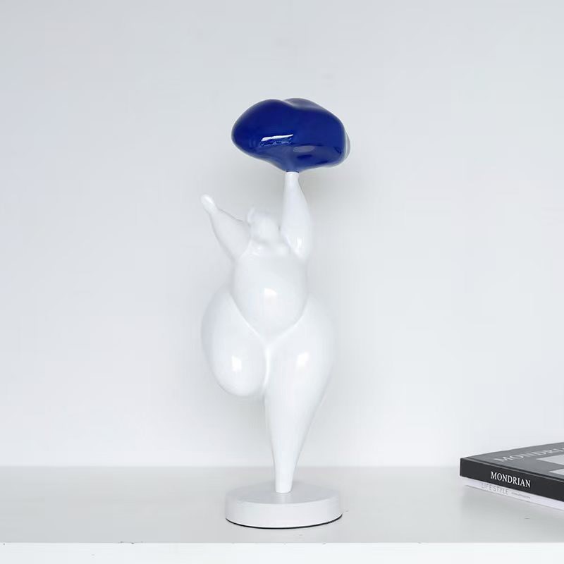 云朵抽象风韵胖妞人物雕塑摆件家居客厅玄关创意人形艺术软装饰品 - 图1