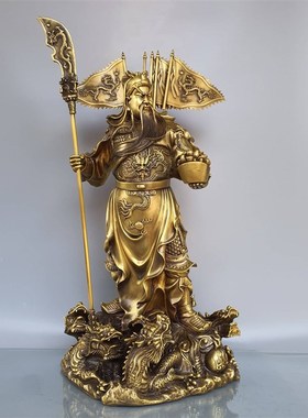 关公铜像摆件武财神九龙关公二爷佛像供奉家居办公室店铺开业礼品