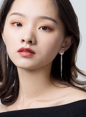 珍珠流苏耳饰耳线耳钉独特耳环女2024新款爆款高级感纯银气质耳坠