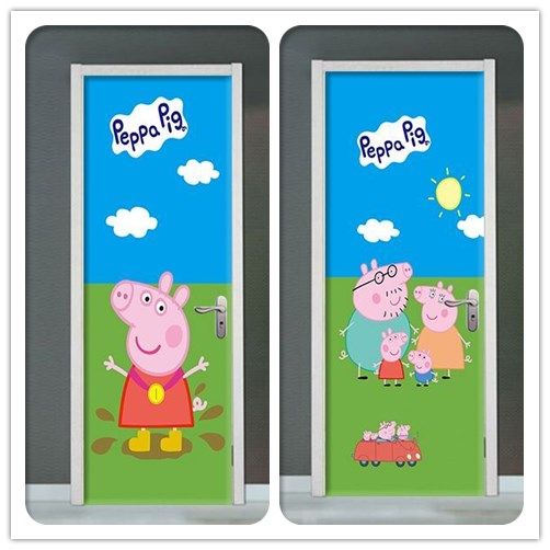 佩奇墙门木门翻新门纸自粘创意玻璃衣橱卧室旧门翻新防水,淘宝优惠券,粉丝福利购,淘宝优惠卷