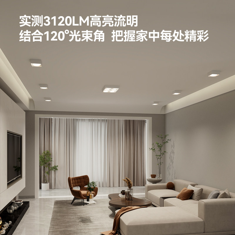 麦丹妮 全光谱极薄客厅无灯明装方形斗胆防眩护眼智能,淘宝优惠券,粉丝福利购,淘宝优惠卷