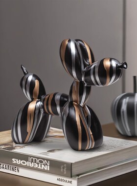 手工泼墨气球狗创意客厅办公桌酒柜酒架装饰品炫彩电镀树脂