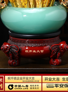 招财大麦聚宝盆摆件客厅办公室酒柜前台装饰品店铺乔迁开业礼物