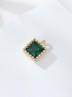 众兴保色铜镀14k真金锆石水晶吊坠配件 diy耳环吊坠饰品配件