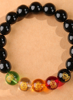 【当天发货】蛇年吉祥物天然朱砂五路财神手串紫金砂圆珠学生平价