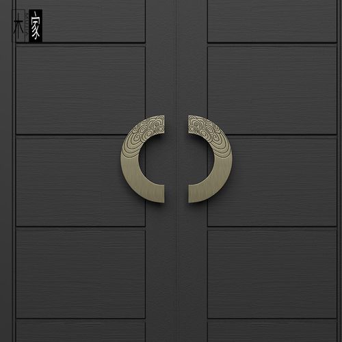 中式简约半圆形玻璃门拉手酒店包厢古铜单双开门实木门定制门把手 - 图3