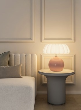 帕莎蘑菇台灯出租房陶瓷床头灯温馨少女奶油风氛围感装饰护眼摆件