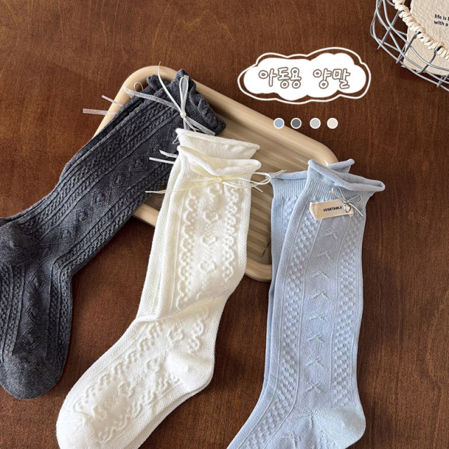 ເດັກຍິງ calf socks ພາກຮຽນ spring ແລະດູໃບໄມ້ລົ່ນແບບ Princess ແບບ