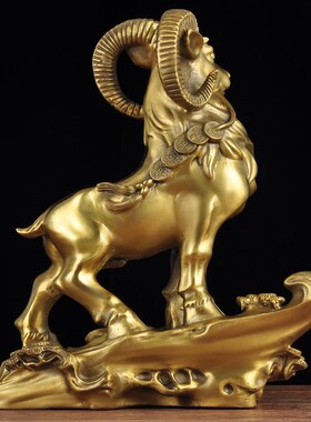 铜羊摆件招财领头羊生肖工艺品家居客厅玄关办公室老板桌商务送礼