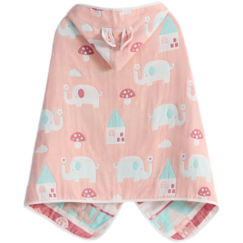 纯棉纱布儿童浴巾带帽斗篷宝宝婴儿可穿式浴袍洗澡午睡毯学生盖毯,淘宝优惠券,粉丝福利购,淘宝优惠卷