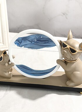 创意狗狗解压流沙画摆件艺术沙漏客厅玄关办公桌面装饰品乔迁礼物