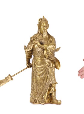 仿古纯铜关公站像提刀关公铜像家居办公室装饰工艺品摆件关二爷像