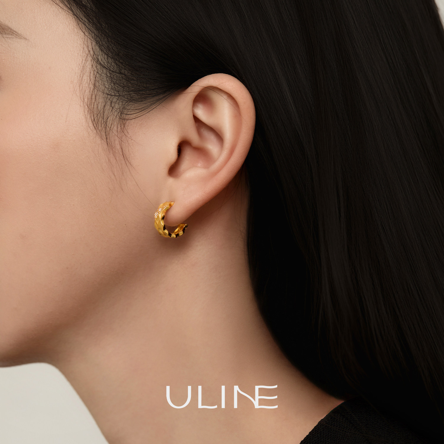 ULINE纯银耳钉925银圆圈耳环轻奢高级感耳坠秋冬金色简约通勤耳饰,淘宝优惠券,粉丝福利购,淘宝优惠卷