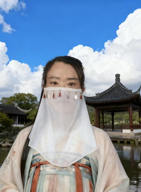 汉服古风面纱仙气可调节挂耳面帘