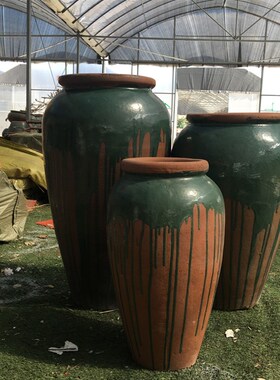 陶罐粗陶土陶花瓶摆件客厅插花坛子客厅景观软装饰落地陶缸花盆