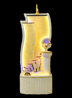 欧式流水摆e件循环水鱼缸客厅办公室电视柜旁边加湿器生财轻奢装