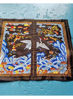 一品文官 仙鹤图案补子刺绣绣片 工艺礼品清朝大臣官服绣片