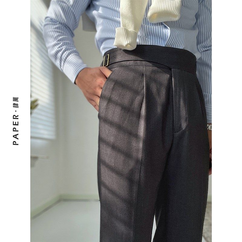 纯黑色复古高级感那不勒斯高腰直筒西裤商务深灰休闲裤西装长裤男,淘宝优惠券,粉丝福利购,淘宝优惠卷