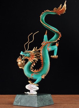 彩铜招财龙摆件中式风水生肖龙摆设家居客厅O电视柜酒柜玄关装饰