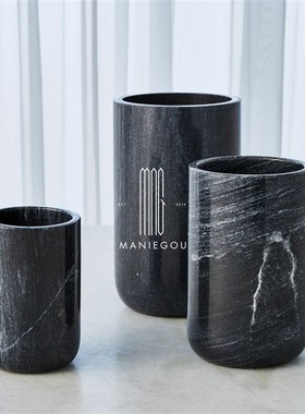 北欧创意大理石客厅餐桌厅果盘茶几摆件装饰品插干U花瓶器收纳托