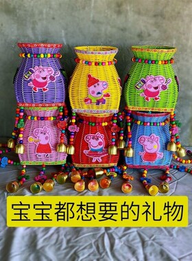 背篓竹编儿童四川背小孩的娃娃玩具鱼篓手工藤民族风舞蹈道具