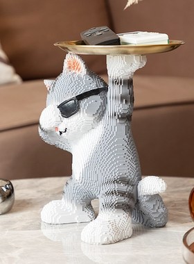 慧心巧像素猫咪玄关钥匙收纳摆件客厅家居饰品电视柜装饰摆设礼品