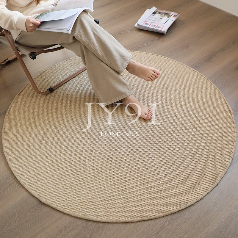 久忆天然手工剑麻编织圆形地毯环保无胶客厅卧室茶几书房桌椅地垫 - 图0