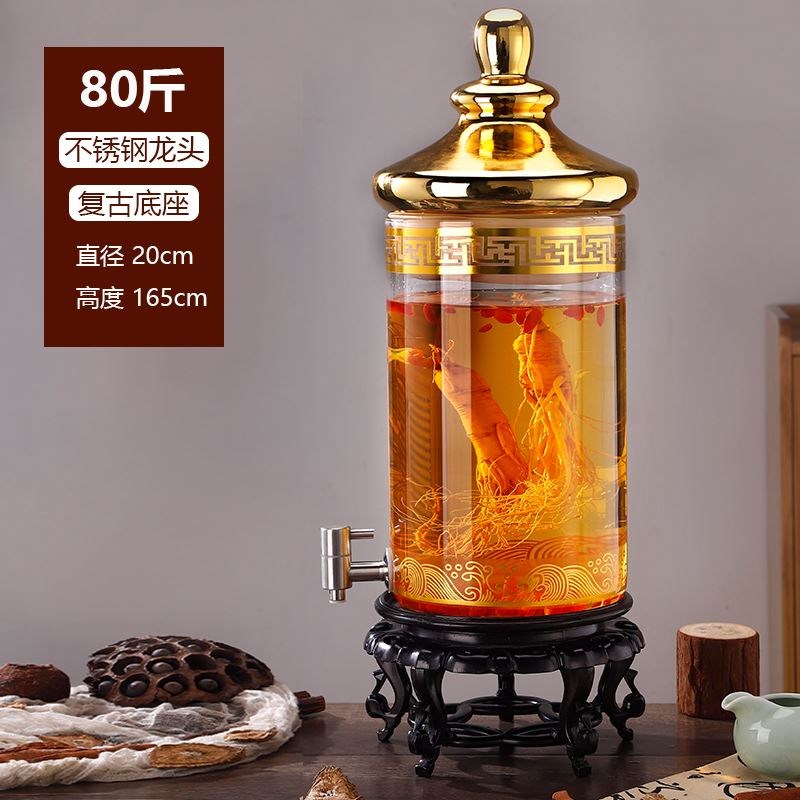 泡酒专用酒瓶密封酒坛子加厚高档玻璃泡酒瓶带龙头50斤30斤大容量 - 图0