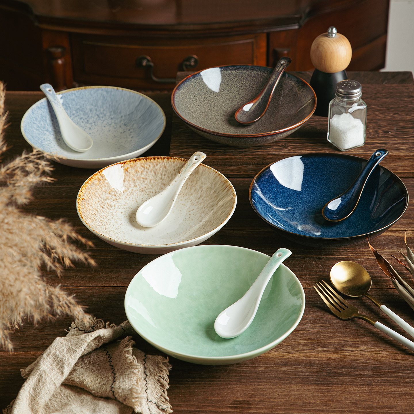 陶瓷餐盘饭店干锅盘高级感冷菜碗超好看家用菜盘日式深汤盘沙拉碗