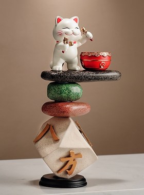 八方来财时来运转招财猫摆件办公室酒柜装饰品乔迁店铺开业礼品