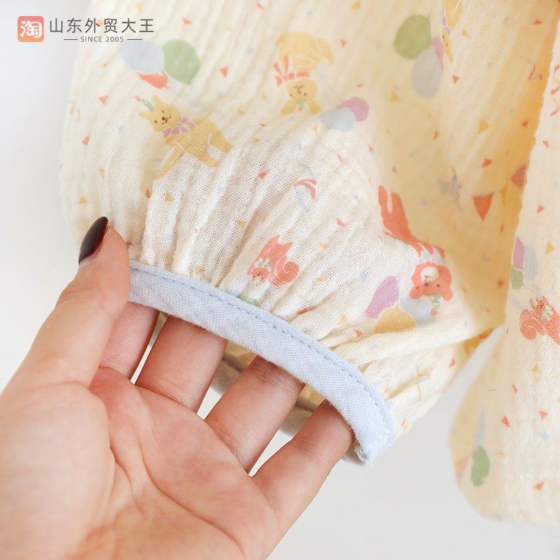 甜美卡通睡衣女纯棉纱布春秋夏季长袖可爱家居服套装圆领套头薄款,淘宝优惠券,粉丝福利购,淘宝优惠卷