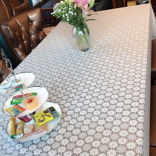 多沃桌布pvc餐桌布防水茶几桌垫欧式蕾丝台布 茶几布长方形 客厅 - 图1