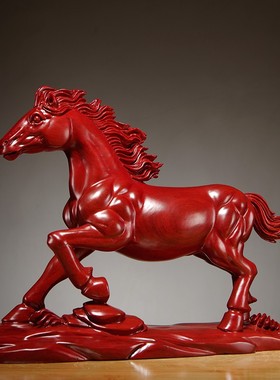木雕马摆件十二生肖木马到成功家居客厅办公室装饰工艺品开业送礼
