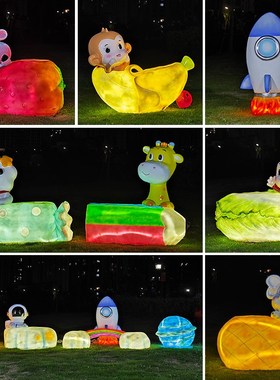 户外商场卡通动物座椅美陈玻雕塑幼儿G园广场景观装饰璃钢摆件座