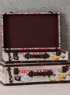 复古装饰木箱仿古手提皮箱服装店橱窗陈列道N具箱子收纳箱礼品摆