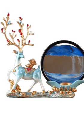 简约现代事事如意沙漏流沙t画鹿摆件客厅玄关电视酒柜装饰乔迁礼