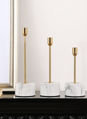 新中式金属烛台h摆件简约现代客厅样板间玄关办公室酒店博古架装