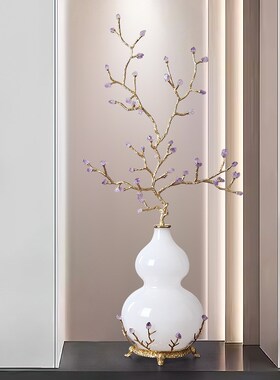 招财紫水晶陶瓷葫芦摆件客厅玄关电视柜壁龛乔迁新居大气开业礼品