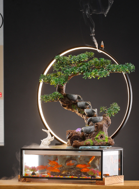 鱼缸流水摆件客厅循环流水生财景观创意家居办公室乔迁开业礼品