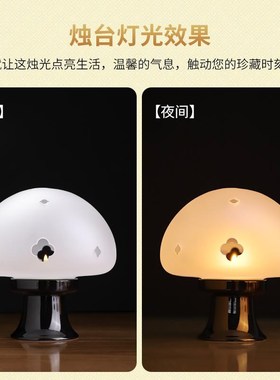 新中式陶瓷台灯卧室o床头灯复古轻奢高级感禅意国风书房蘑菇小夜