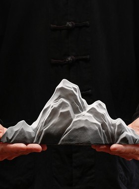 陶瓷假山摆件鱼缸造景假山盆景微景观山峰沙盘客厅玄关装饰摆设品