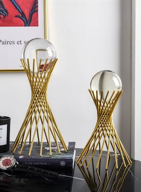 北欧轻奢高档水晶球摆件客厅玄关电D视酒柜现代简约创意家居装饰