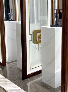 大理石雕塑底座摆台客厅玄关岩板B电视柜旁边落地装饰摆件底基座