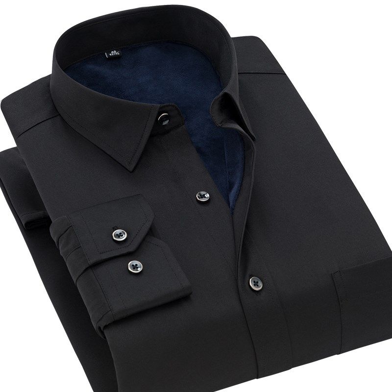 冬季加绒保暖黑色衬衫男长袖商务休闲职业装衬衣加厚打底衫免烫,淘宝优惠券,粉丝福利购,淘宝优惠卷