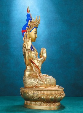 四臂观音佛像摆件纯铜精工全鎏金仿尼泊尔藏传密宗观世音菩萨摆件