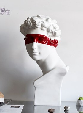 北欧轻奢人物头像大卫雕塑摆件欧式玄关客厅艺术感创意软装饰品